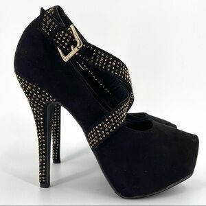 RED CIRCLE Size 10 Annalisa Black & Gold Heels